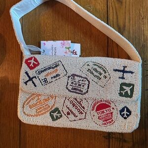 Viral Beaded “travel” Shoulder Bag